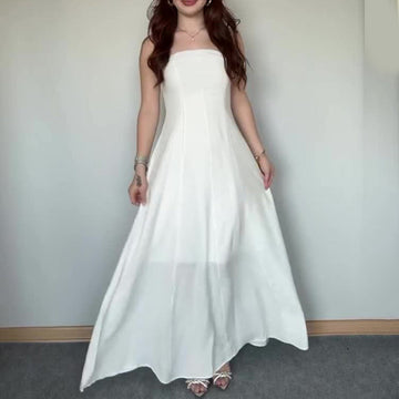 2024 New Female Decoration Height Waist Simple Temperament High-Grade Breast-Smear Lightweight Dress